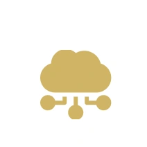 Cloud network icon with connecting nodes.